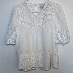 NWT Industry Republic Clothing White Eyelet Blouse Size Medium